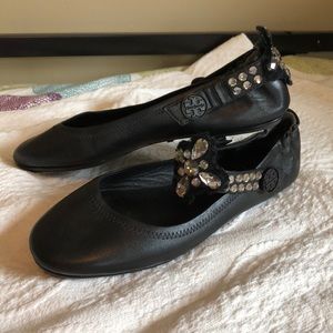 Tory Burch Minnie Embellished two way flats
